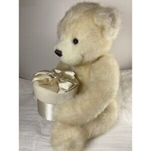 GUND 45123 Ivory Cream Plush Teddy Bear Satin Gift Box Proposal Wedding Keepsake